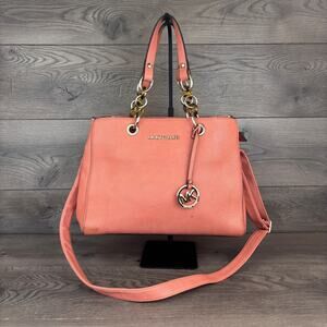 Michael Kors MK Satchel Hand Bag Shoulder Bag Peach Chain Cross Body Satchel